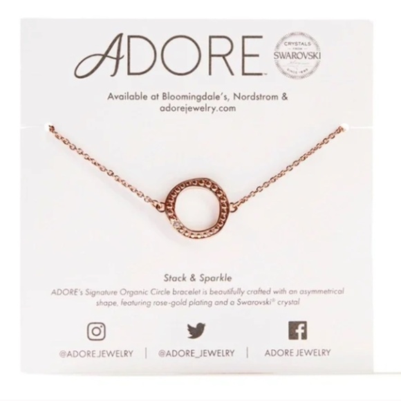 Adore Organic Circle Bracelet Rose Gold Swarovski Crystals - Picture 2 of 5